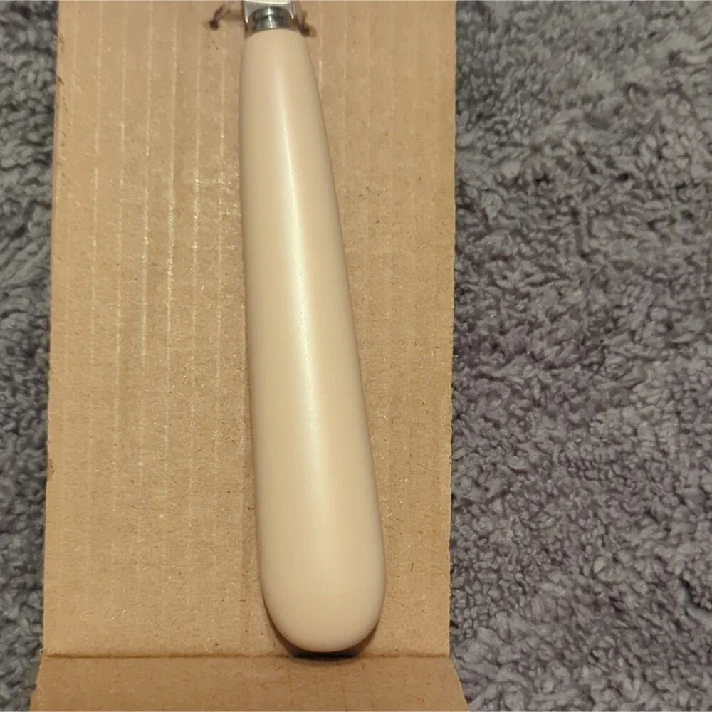 Noon & Moon Pie Server Taupe/Silver Stainless Steel w/ Ceramic Handle 10.4